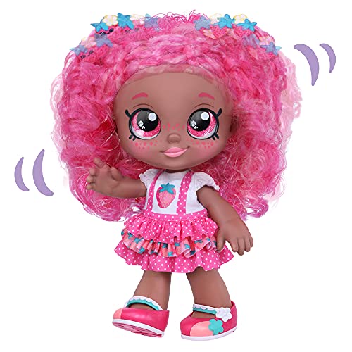 Kindi Kids Berri D'Lish - Muñeca Oficial con Aroma a Flor de Fresa, 25,4 cm con Cabeza Bobble y Ojos Grandes, Ropa cambiable y Zapatos extraíbles