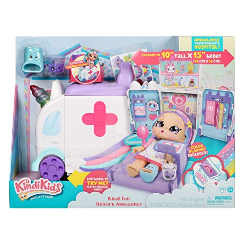 Kindi Kids Juego de Ambulancia de Unicornio de Esquina hospitalaria, Incluye Accesorios Shopkins