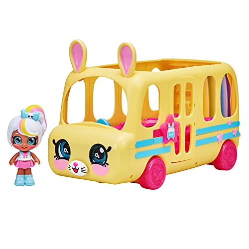 Kindi Kids Minis Collectible School Bus and Posable Bobble Head Figurine 2pc