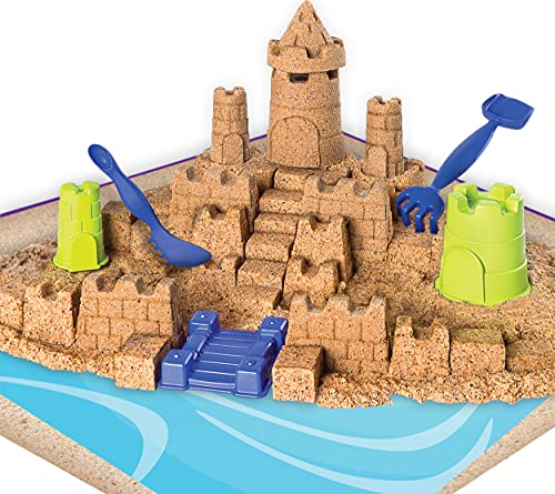 Kinetic Sand Kingdom Playset with 3lbs of Beach Sand, for Ages 3 and Up Mega Castle Set, Multicolor (Spin Master 6044143)