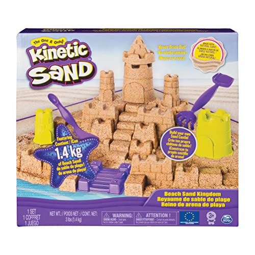 Kinetic Sand Kingdom Playset with 3lbs of Beach Sand, for Ages 3 and Up Mega Castle Set, Multicolor (Spin Master 6044143)