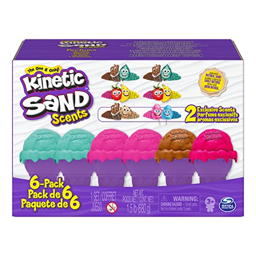 Kinetic Sand Scents, Contenedor de Cono de Helado 6-Pack con 680 g de Arena perfumada Totalmente Natural (Exclusivo de Amazon)