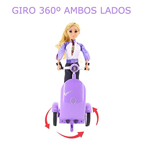 KING JUGUETES Muñeca Fashion Patinadora Hoverboard RC con Mando Radiocontrol. Muñeca Articulable con Vespa con Movimiento, Vestidos y Accesorios. Juguete para Niñas y Niños a Partir de 3 Años.