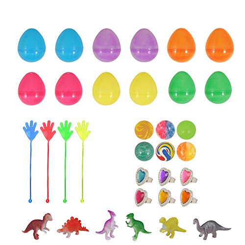 KINPARTY Huevos de Pascua, 12 piezas huevos de plastico para rellenar, huevos con juguetes surtidos