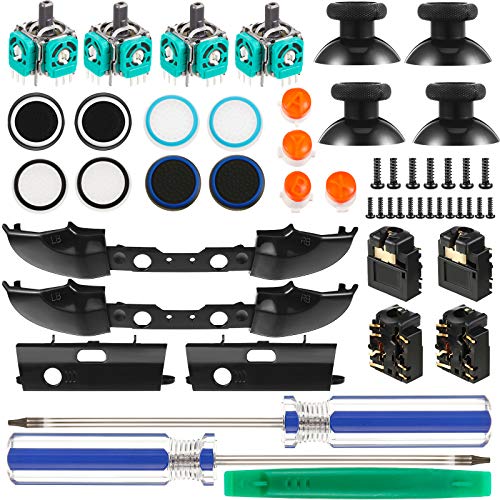 Kit de 31 Repuestos de Controlador de Juego, Tapa Agarre, Joystick, Parachoque Disparador LB RB, Botones ABXY, Puerto Enchufe Auricular, Destornillador Compatible con Xbox One S Modelo 1708