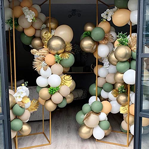 Kit de arco de guirnalda de globos verde salvia, 152 piezas de arco de globos verde oliva con globo de látex blanco Globo de látex metálico dorado para niños, niñas, baby shower, cumpleaños