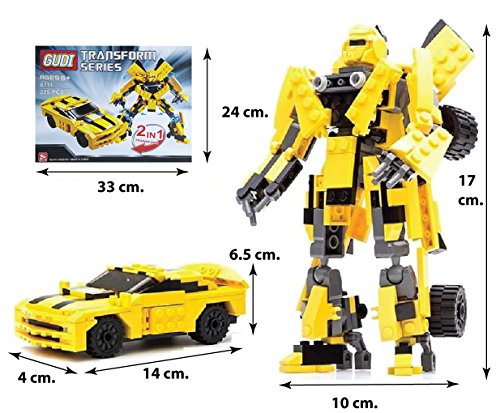 Kit de construcción de transformers. 225 piezas para armar el robot o el coche.