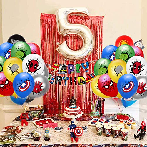 Kit de Decoracion Cumpleaños Superheroes Globos de Superheroes Feliz Cumpleaños del Pancarta Superheroes Fiesta Temáticos Superhéroe Suministros