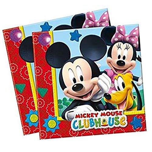 Kit de Fiesta de cumpleaños con diseño de Mickey Mouse, Juego de Mesa (24 Platos, 24 Vasos, 40 servilletas, 1 Mantel y 20 Globos de Regalo), Juego de Adornos para Fiestas (24 Personas)