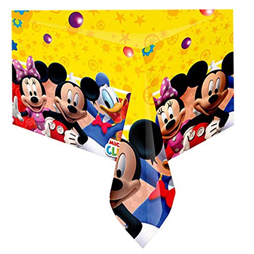 Kit de Fiesta de cumpleaños con diseño de Mickey Mouse, Juego de Mesa (24 Platos, 24 Vasos, 40 servilletas, 1 Mantel y 20 Globos de Regalo), Juego de Adornos para Fiestas (24 Personas)