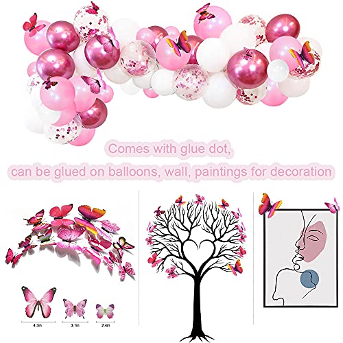 Kit de Guirnaldas con Globos Rosa, 117 Piezas Globos De Cumpleaños Niña con Mariposas Decoración, Globos Rosas y Blancos Arcos de Globos para Decoracion Cumpleaños Boda Baby Shower