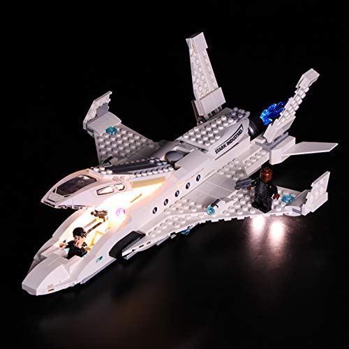 Kit de iluminación LED compatible con LEGO 76130, conjunto de luz de bricolaje para (Marvel Spider-Man Stark Jet y The Drone Attack) Bloques de construcción Modelo Decorativo (no incluido el modelo)