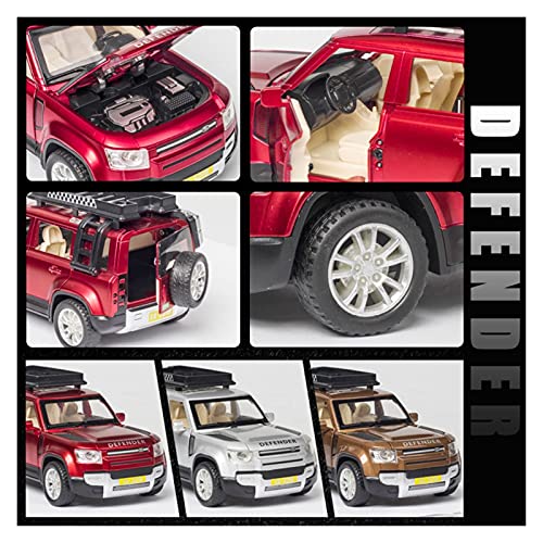 Kit Juguetes Coches Metal Resistente para Land Rover Defender 1:32 Simulación Aleación Fundición Tire hacia Atrás Modelo Vehículo Todoterreno Colección Juguete Maravilloso Regalo (Color : Plata)