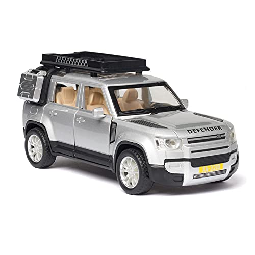 Kit Juguetes Coches Metal Resistente para Land Rover Defender 1:32 Simulación Aleación Fundición Tire hacia Atrás Modelo Vehículo Todoterreno Colección Juguete Maravilloso Regalo (Color : Plata)