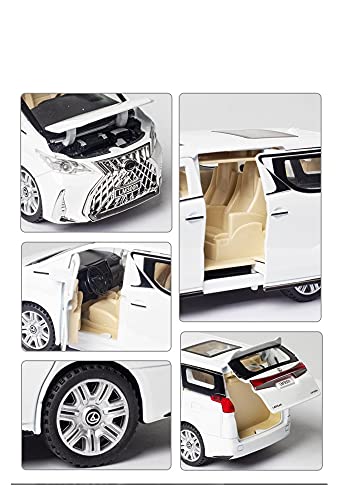 Kit Juguetes Coches Metal Resistente para Mercedes- Benz Lexus LM300H 1: 32 Simulación Fundición Presión Aleación Sonido Modelo Coche Ligero Colección Regalos Maravilloso Regalo (Color : White)