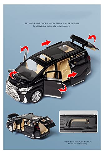 Kit Juguetes Coches Metal Resistente para Mercedes- Benz Lexus LM300H 1: 32 Simulación Fundición Presión Aleación Sonido Modelo Coche Ligero Colección Regalos Maravilloso Regalo (Color : White)