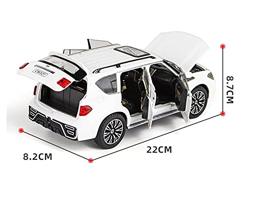 Kit Juguetes Coches Metal Resistente para Nissan Patrol 1: 24 Simulación Aleación Fundición Presión Acústica- óptica Pull Back Coche Modelo Colección Decoración Maravilloso Regalo (Color : White)