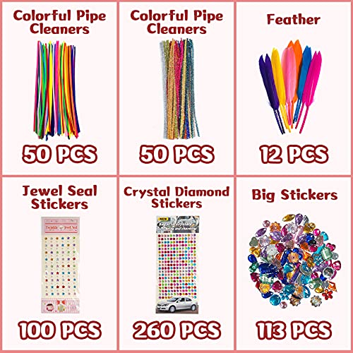 Kit Manualidades niños 1200 PCS,Pipe Cleaners Crafts Set,Juego de Manualidades,Limpiadores de Pipa Chenilla y Pompoms con Wiggle Eyes y Craft Sticks,Juego Creativo Regalo para Craft DIY Art Supplies