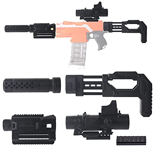 Kits de actualización para Nerf, Accesorios de modificación con Decoración Tubo Fronta Adaptador de Tubo Scope Rail Adaptado Shoulder Stock para Nerf Stryfe/Retaliator/Modulus/Motorized/Regulator