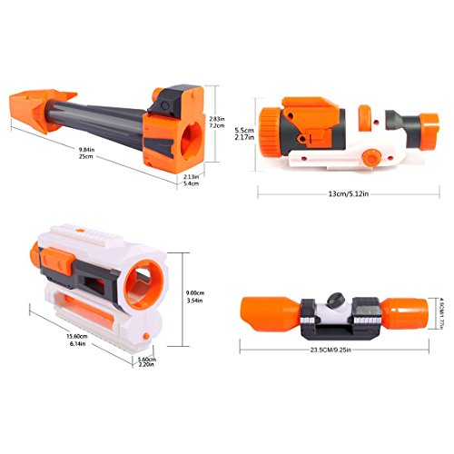 Kits de actualización para Nerf, Accesorios de modificación con Scope + Tubo Frontal + Linterna + Rail Adaptador para Nerf Stryfe/Retaliator/Modulus/Motorized/Regulator