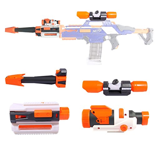 Kits de actualización para Nerf, Accesorios de modificación con Scope + Tubo Frontal + Linterna + Rail Adaptador para Nerf Stryfe/Retaliator/Modulus/Motorized/Regulator