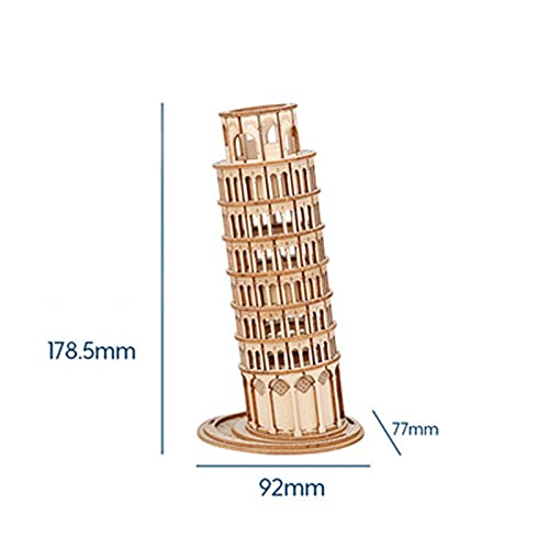 Kits de madera para adultos y adolescentes, kits de construcción de Woodcraft-rompecabezas 3D para adultos, torre inclinada de Pisa 9.2 * 7.7 * 17.8cm