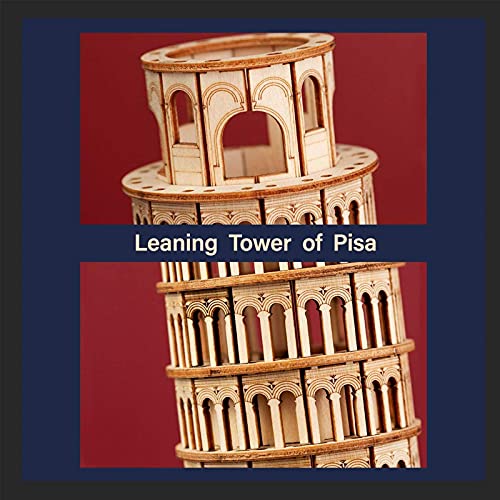 Kits de madera para adultos y adolescentes, kits de construcción de Woodcraft-rompecabezas 3D para adultos, torre inclinada de Pisa 9.2 * 7.7 * 17.8cm