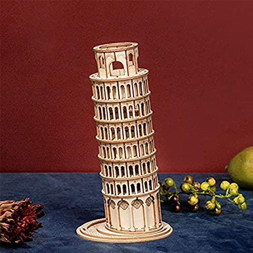 Kits de madera para adultos y adolescentes, kits de construcción de Woodcraft-rompecabezas 3D para adultos, torre inclinada de Pisa 9.2 * 7.7 * 17.8cm