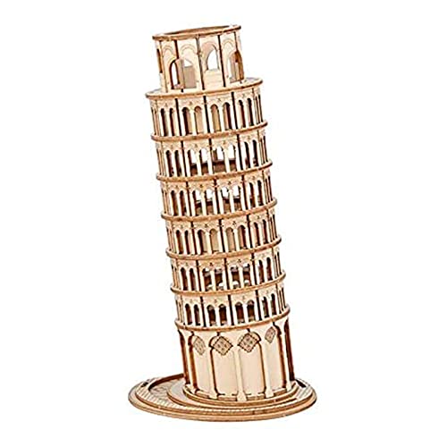 Kits de madera para adultos y adolescentes, kits de construcción de Woodcraft-rompecabezas 3D para adultos, torre inclinada de Pisa 9.2 * 7.7 * 17.8cm