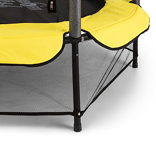 KLARFIT Rocketkid - Cama elástica, Cama elástica niños a partir de 3 años, Cama elástica exterior con carga máx. 50 kg, Red de seguridad, Suspensión de cuerda elástica, Borde acolchado, Amarillo