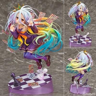 Knmbmg NO Game NO Life: Shiro Figura de PVC, Anime Pretty Girl Playing Cards Modelo Hecho a Mano Otaku y Anime Fans 'Favourite, Juguetes for Adultos Christmas Best Gift High 19CM, Boxed