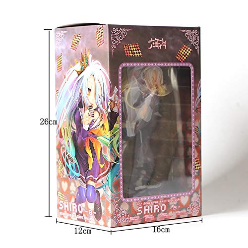 Knmbmg NO Game NO Life: Shiro Figura de PVC, Anime Pretty Girl Playing Cards Modelo Hecho a Mano Otaku y Anime Fans 'Favourite, Juguetes for Adultos Christmas Best Gift High 19CM, Boxed