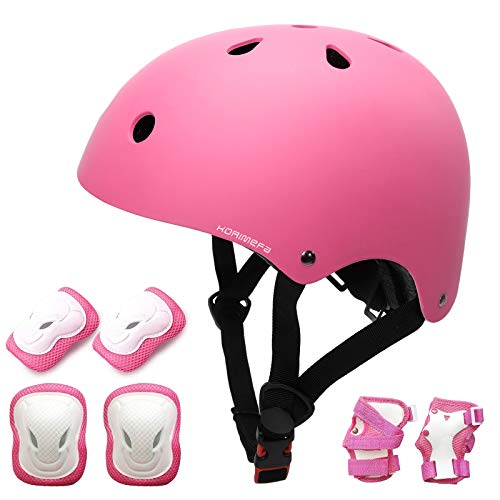 KORIMEFA Equipo de Protección para niños Casco Infantil Rodilleras Codales (Rosa)