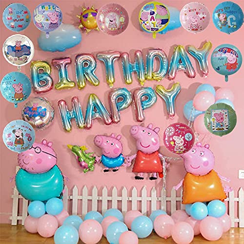 KRUCE 12 PC Globos de Papel de Fiesta de cumpleaños de Cerdos Rosados Lindos, Globos de Papel de Aluminio de Cerdos Rosados Lindos para Regalos de niños Suministros de Fiesta de cumpleaños Decoración