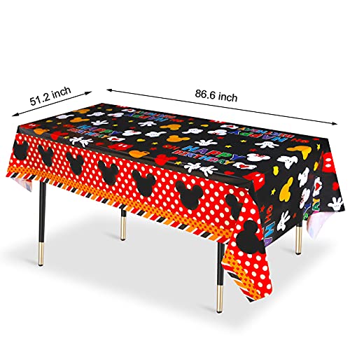 KRUCE Paquete de 3 manteles de plástico para fiestas, lindo ratón de plástico, decoración de fiesta de cumpleaños, 220 x 130 cm