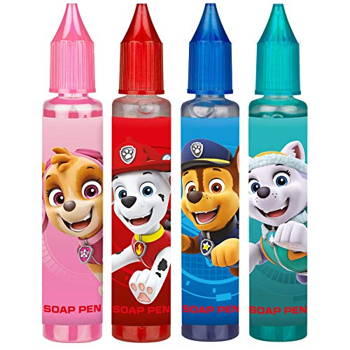 KTN Paw Patrol - Juego de 4 rotuladores de jabón y una toalla para colorear - Lápices de baño como set de regalo