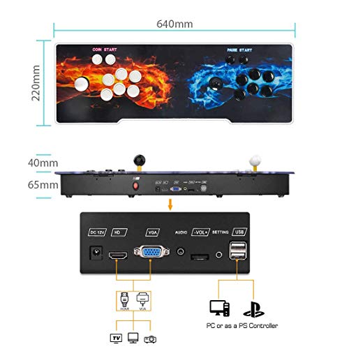 Kulukula Arcade Games Machines Pandora Box 11 Joystick y botones multijugador Arcade Console, 3003 Videojuegos retro clásicos Todo en uno, CPU avanzada, Compatible con HDMI y VGA