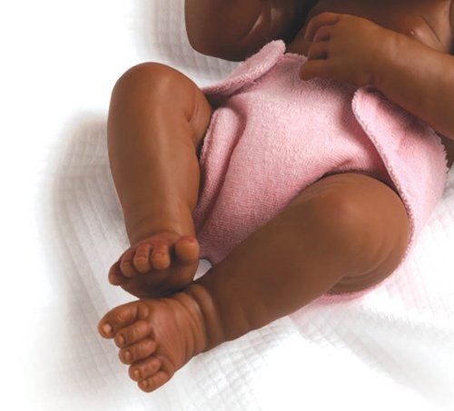 La Newborn Boutique - Realistic 14" Anatomically Correct Real Girl African American Baby Doll All Vinyl First Day Designed by Berenguer Made in Spain