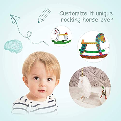 Labebe Caballo balancín de madera para bebé, color blanco, clásico, columpio chic, balancín infantil, juguete para niños pequeños, mecedora para niños y niñas a partir de 1 año