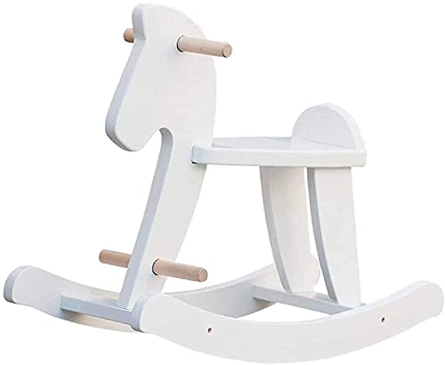 Labebe Caballo balancín de madera para bebé, color blanco, clásico, columpio chic, balancín infantil, juguete para niños pequeños, mecedora para niños y niñas a partir de 1 año