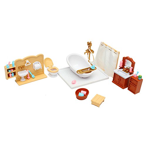 LaDicha DIY Miniaturas Conjuntos De Muebles De Baño para Dormitorio para Sylvanian Family Dollhouse Accesorios Juguetes Regalo