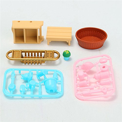 LaDicha DIY Miniaturas Conjuntos De Muebles De Baño para Dormitorio para Sylvanian Family Dollhouse Accesorios Juguetes Regalo