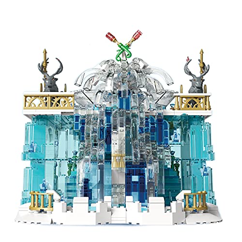 LAKA Creator 43172 Crystal Waterfall Modular 1159pcs Blue Crystal Castle Series Modelo de ladrillo arquitectónico compatible con ideas Lego