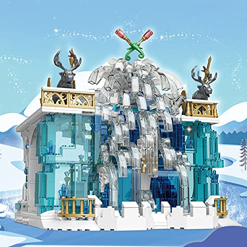 LAKA Creator 43172 Crystal Waterfall Modular 1159pcs Blue Crystal Castle Series Modelo de ladrillo arquitectónico compatible con ideas Lego