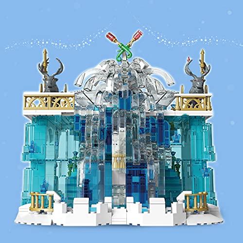 LAKA Creator 43172 Crystal Waterfall Modular 1159pcs Blue Crystal Castle Series Modelo de ladrillo arquitectónico compatible con ideas Lego