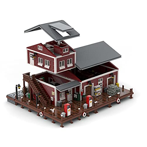 LAKA Ideas MOC-54693 - Estación de gasolinera modular de 5635 piezas MOC-54693 de fuel y aceite de construcción de ladrillos compatible con Lego Creator 21310 Old Fishing Store