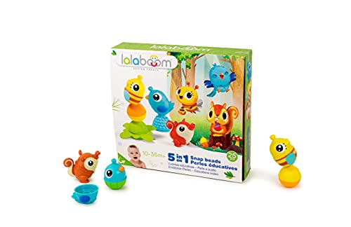 Lalaboom BL320-Juego de Juguetes educativos de Animales del Bosque (25 Piezas, Perlas y Accesorios para ensamblar Primera Edad) (JURATOYS BL320)