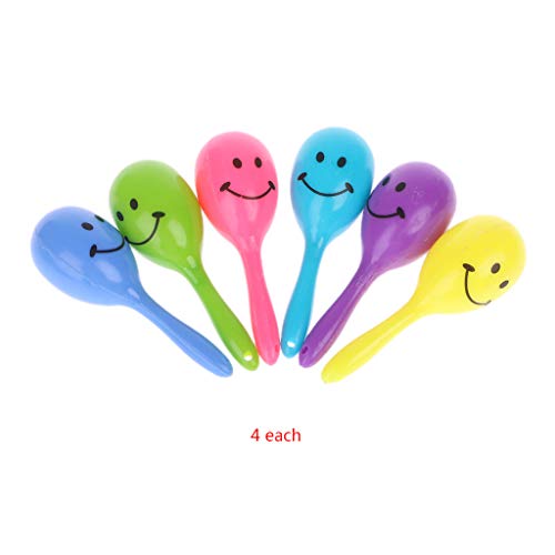 Lamdoo 24 Uds 3"Cara Sonriente neón Maracas Fiesta Suministros de Fiesta favores de Fiesta Noisemaker Decoraciones de Fiesta Mexicana