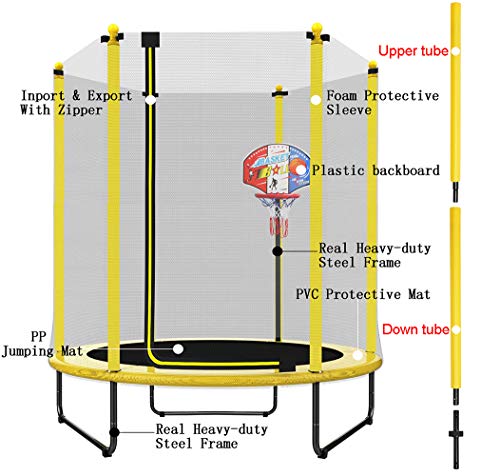 LANGXUN 5FT (150cm) Trampolín Interior/Exterior | para niños Niños Los Mejores Regalos de cumpleaños Buenas Herramientas de Ejercicio (φ150*180)