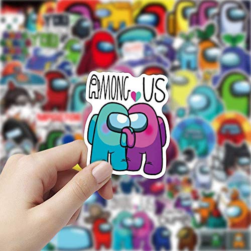 Lanseede 100 Pegatinas de Among Us Sticker Graffiti Stickers con Dibujos Animados para monopatín, Guitarra, portátil, Botella de Agua, PVC……